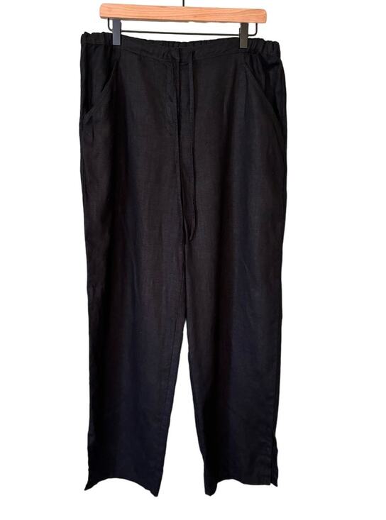 J.Jill Pants - J. Jill Black 100% Linen Wide Leg Pants Elastic Waist Pull On M